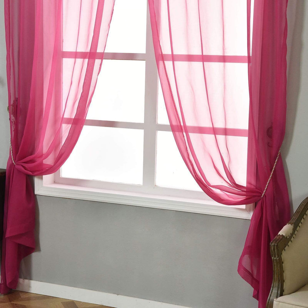 52 x 108-Inch Fuchsia Sheer Organza Backdrop Window Drapes Curtains Panels