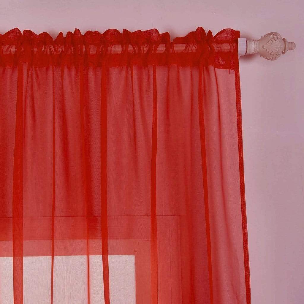 52 x 108-Inch Red Sheer Organza Backdrop Window Drapes Curtains Panels