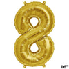 1 pc Gold 16" tall Number 8 Aluminum Foil Balloon