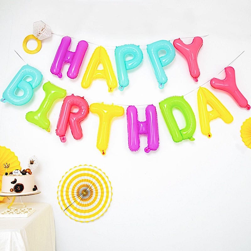 Assorted 13 in Happy Birthday Mylar Foil Balloon Banner
