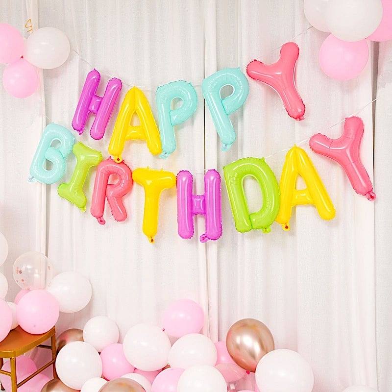 Assorted 13 in Happy Birthday Mylar Foil Balloon Banner