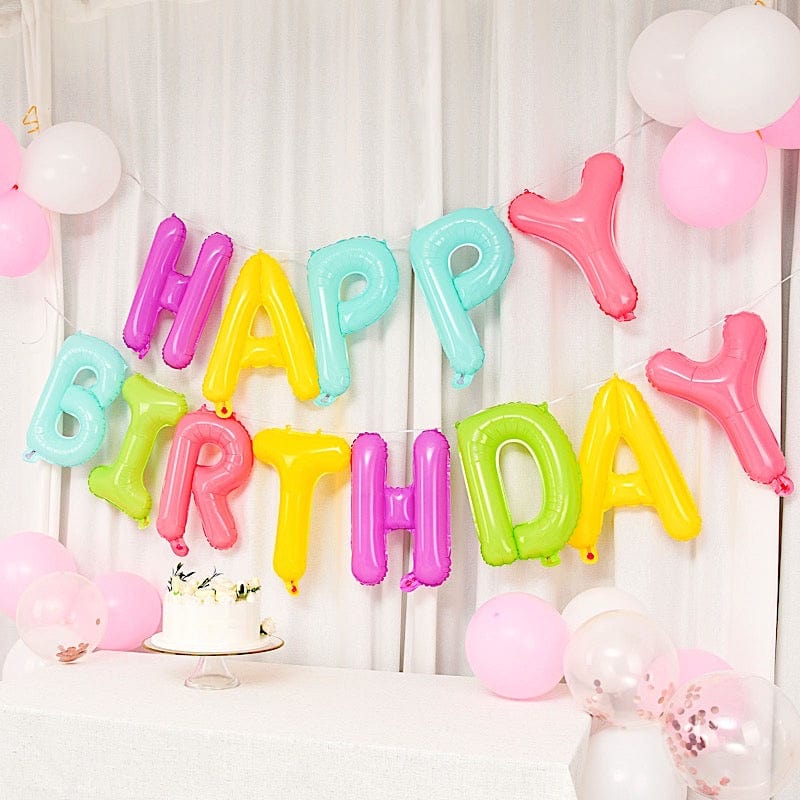 Assorted 13 in Happy Birthday Mylar Foil Balloon Banner