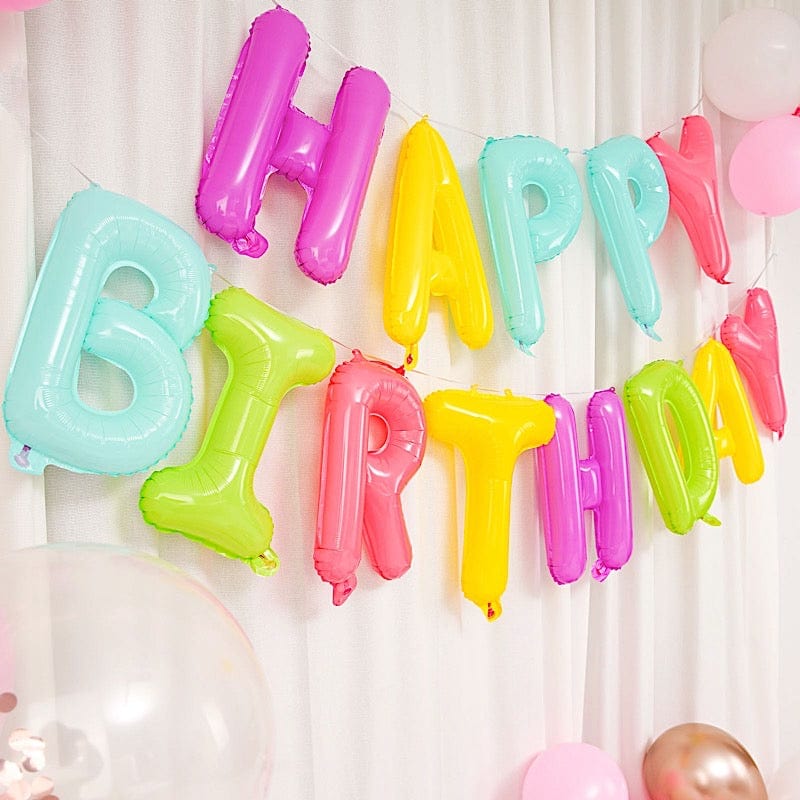 Assorted 13 in Happy Birthday Mylar Foil Balloon Banner
