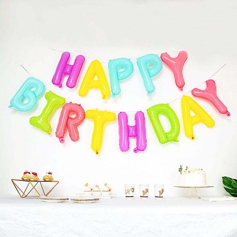 Assorted 13 in Happy Birthday Mylar Foil Balloon Banner