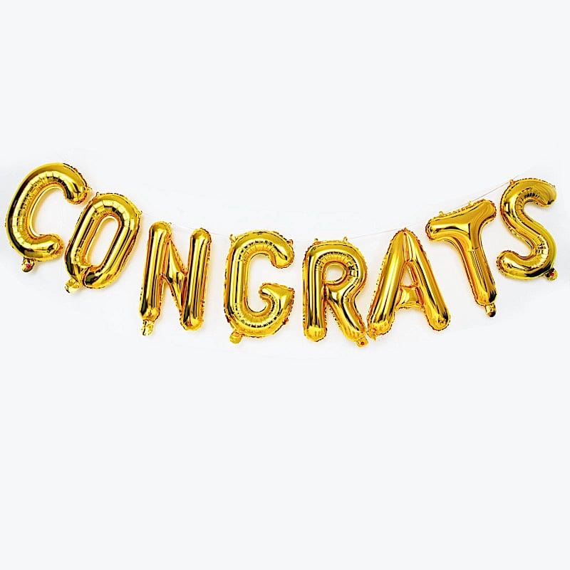 Gold 13 in Congrats Mylar Foil Balloon Banner