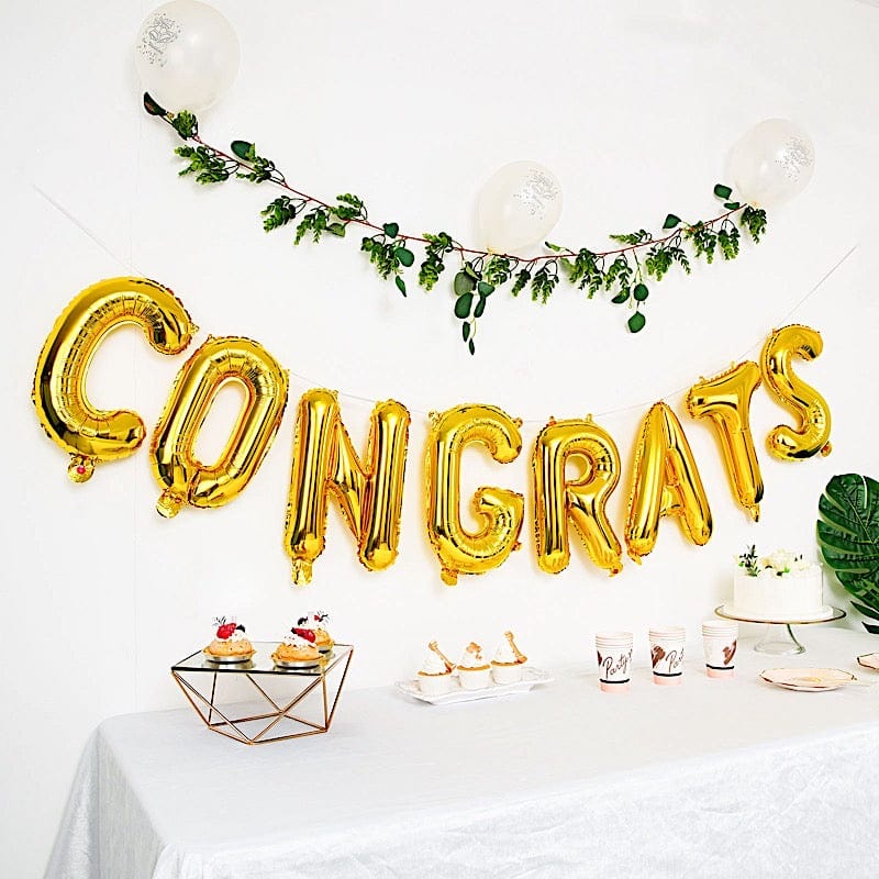 Gold 13 in Congrats Mylar Foil Balloon Banner