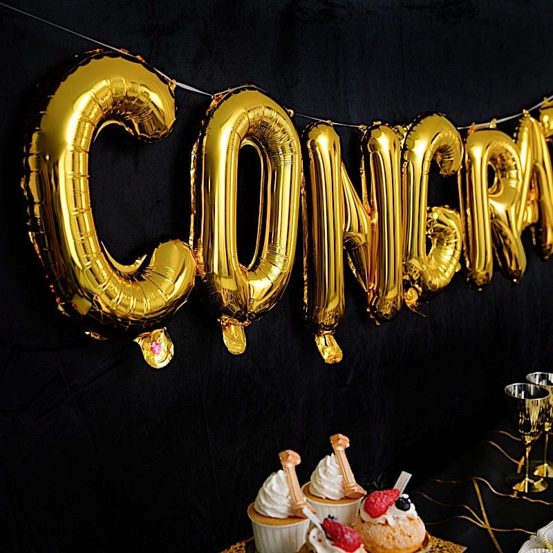 Gold 13 in Congrats Mylar Foil Balloon Banner