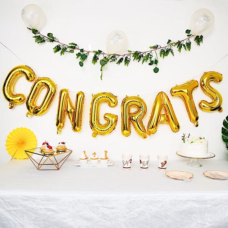 Gold 13 in Congrats Mylar Foil Balloon Banner