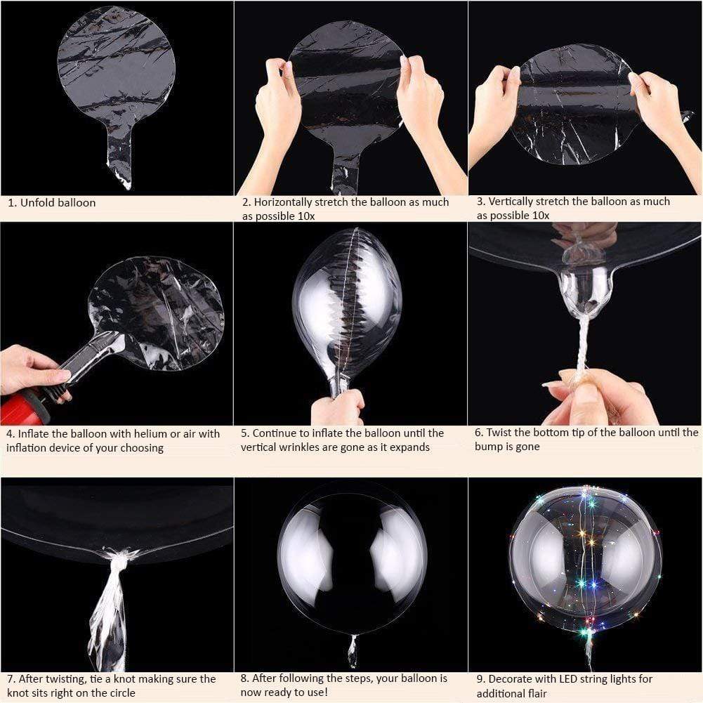 10 Clear 16" tall Latex Helium Air Transparent Balloons