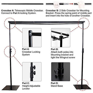 10 feet Black Dual Cross Bar Photo Backdrop Stand – Balsa Circle, LLC