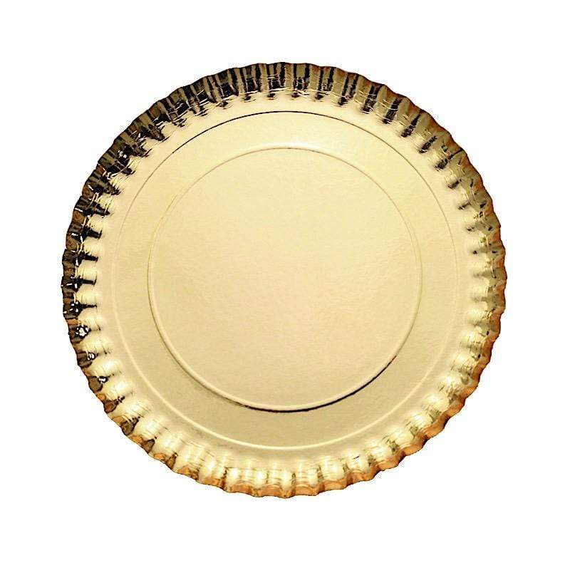 10 Charger Plates 13 in Round Disposable Paper Serving Trays with Scalloped Rim Design
