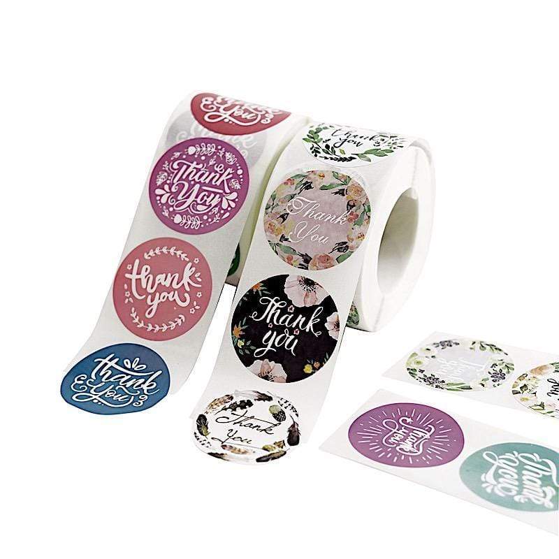 1000 Assorted Thank You 1.5 in Round Stickers Rolls