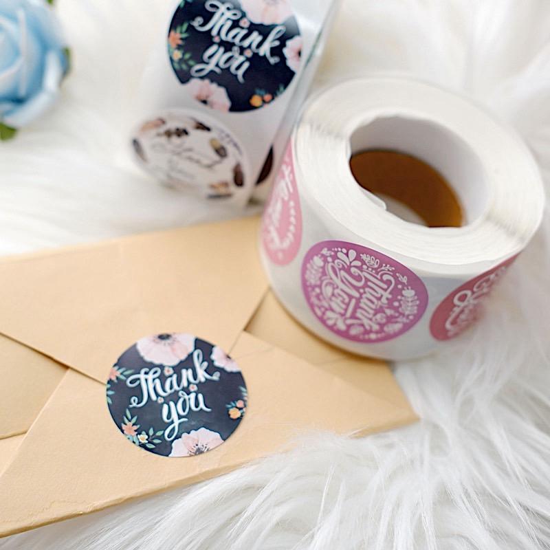 1000 Assorted Thank You 1.5 in Round Stickers Rolls
