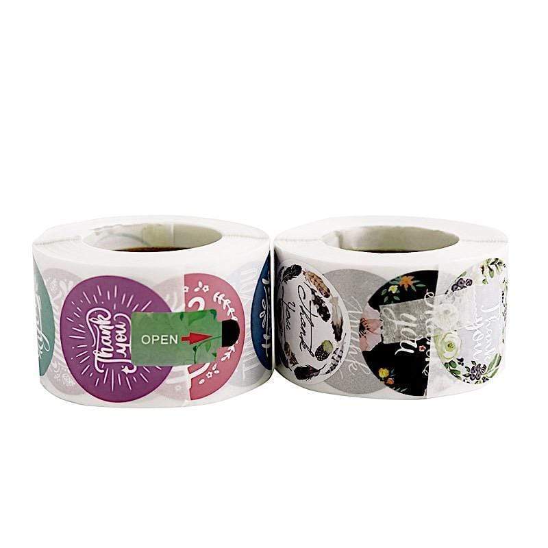 1000 Assorted Thank You 1.5 in Round Stickers Rolls