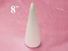 12 pcs 8" White Foam Cones