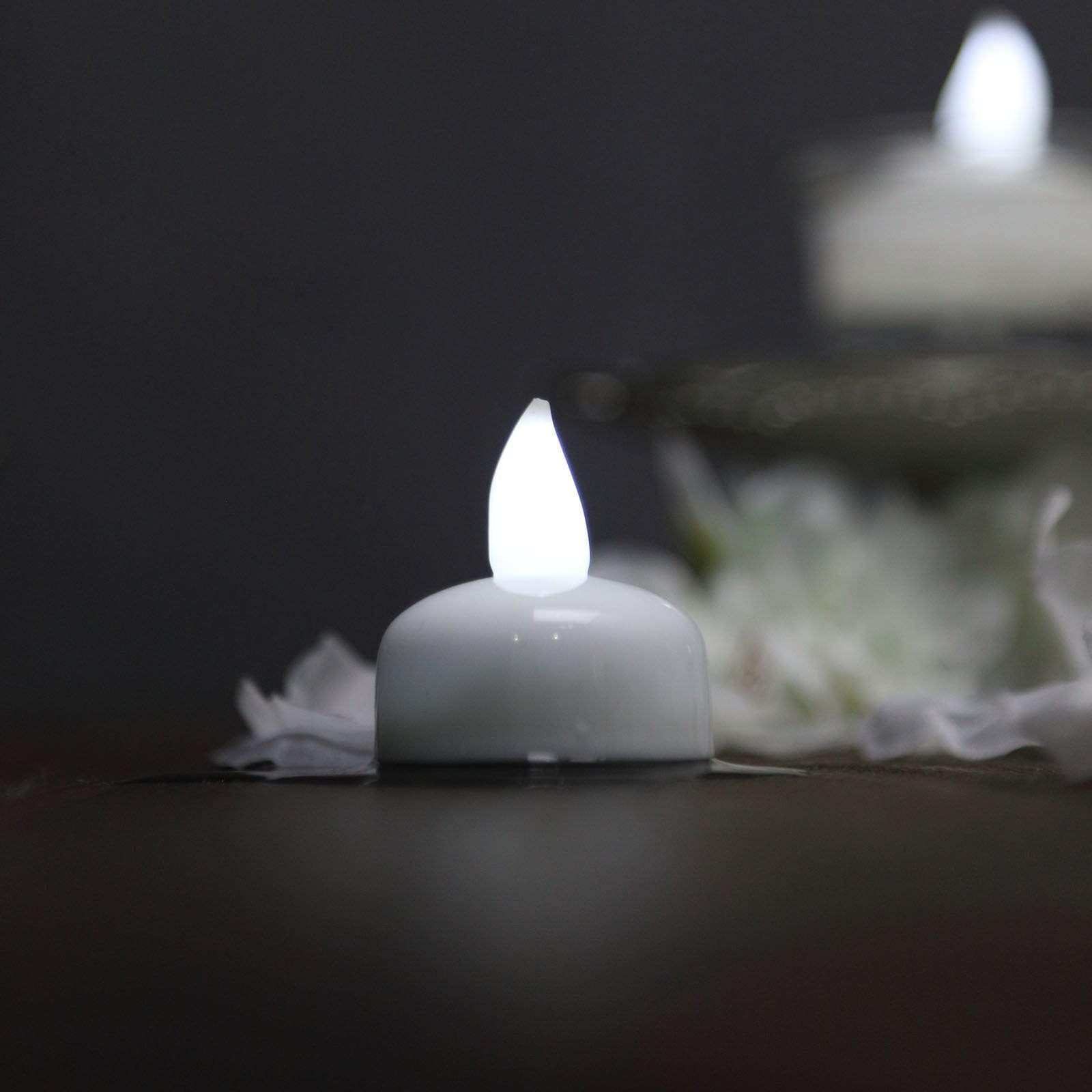 12 White LED Battery Operated Floating Tealight Candles Lights