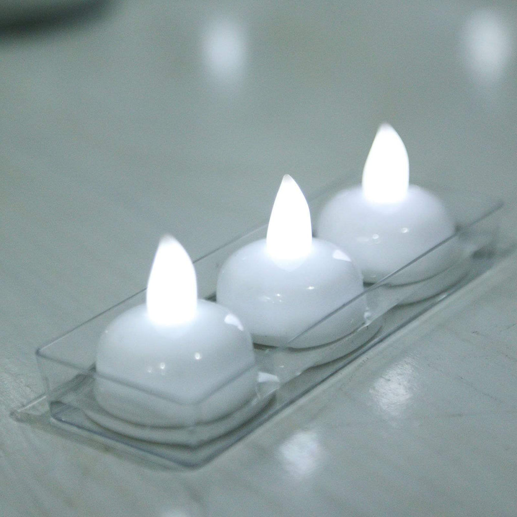 12 White LED Battery Operated Floating Tealight Candles Lights