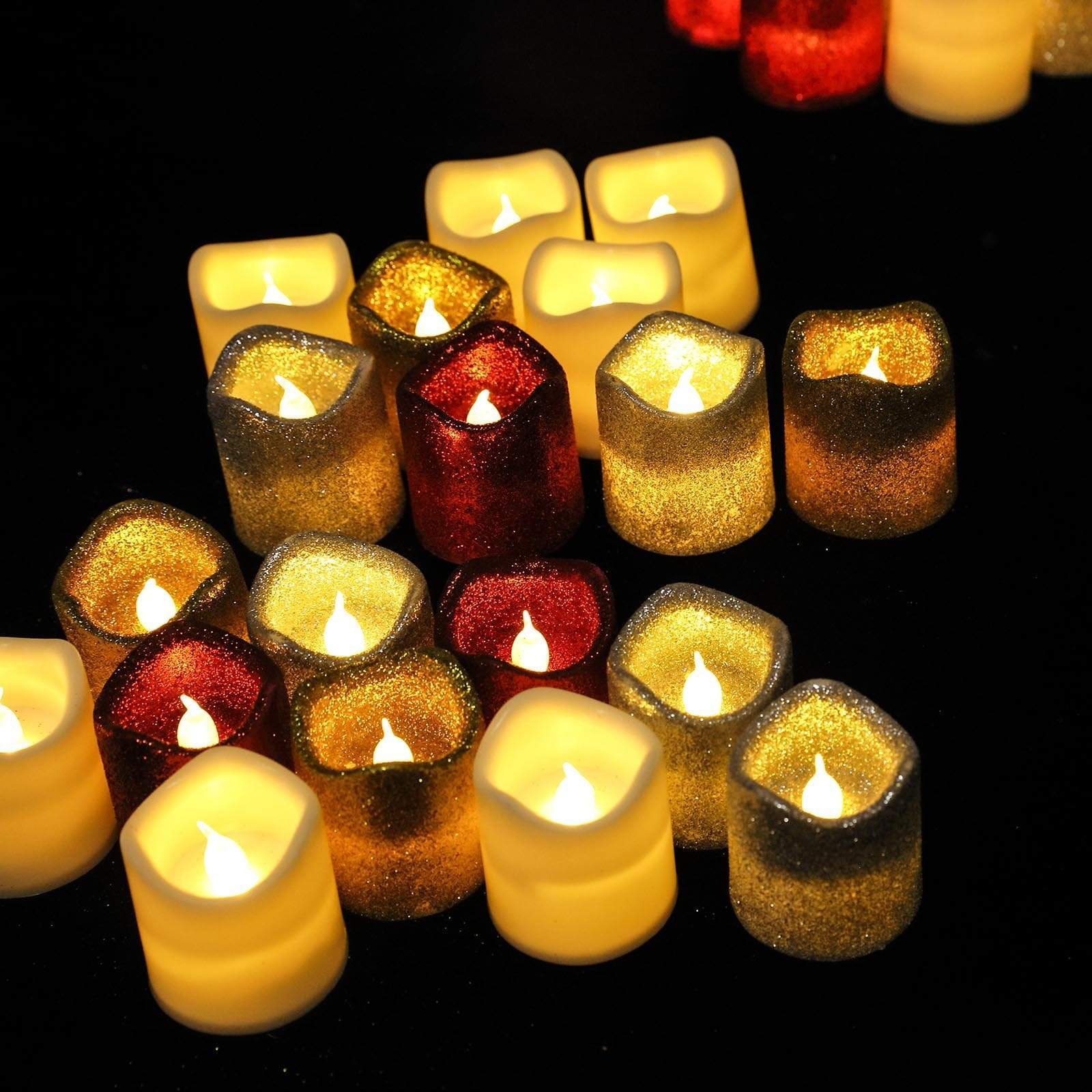 12 White LED Battery Operated Votive Candles Lights