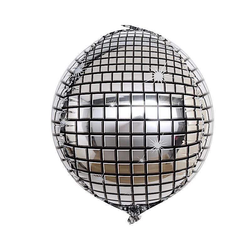 13 in wide Silver Disco Ball Orb Mylar Foil Balloon