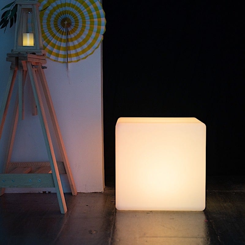 16 in Cordless Light Up Cube Stool Rechargeable LED Furniture – Balsa ...