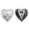 2 14" tall Heart Shaped Wedding Groom Tuxedo and Bride Dress Foil Balloons Set