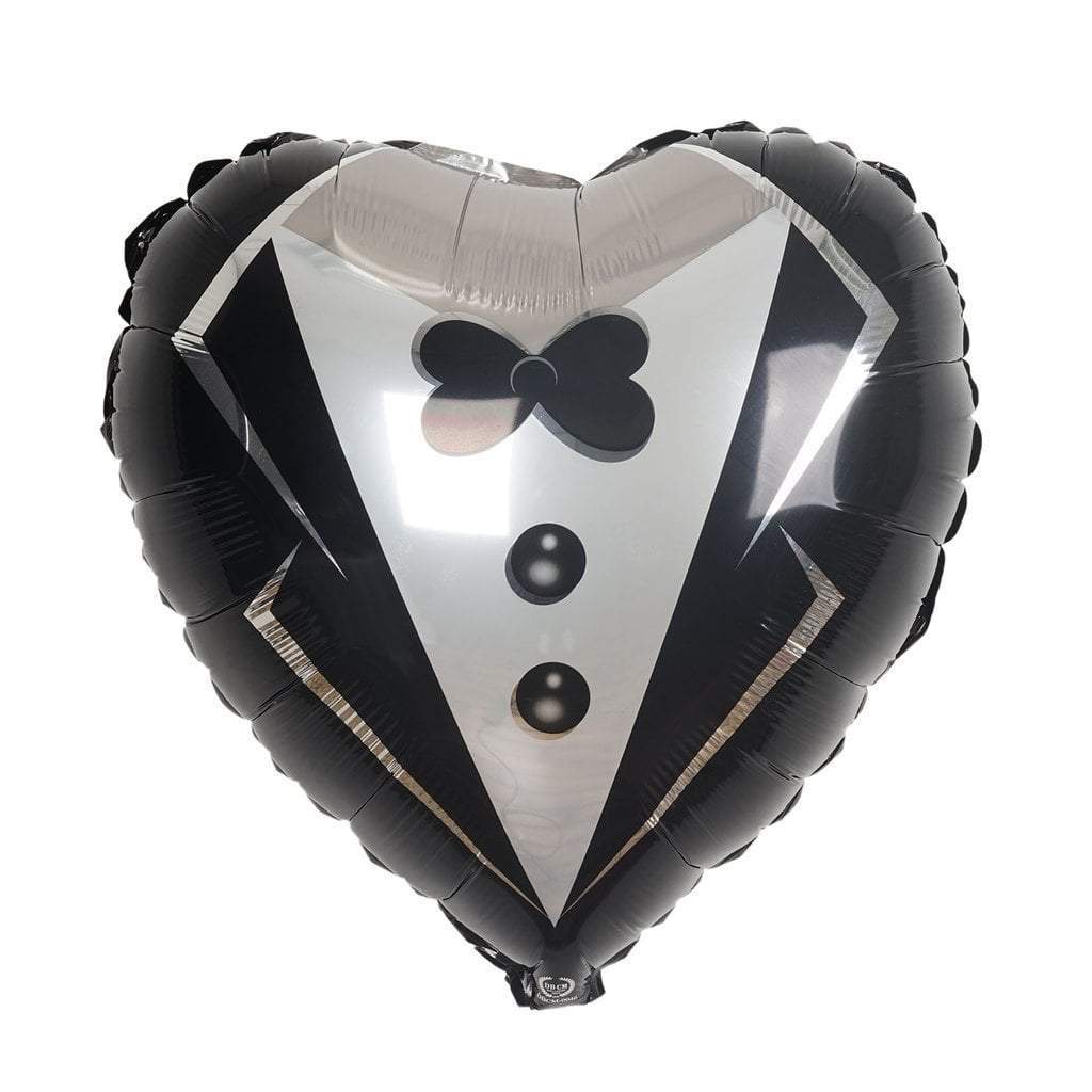 2 14" tall Heart Shaped Wedding Groom Tuxedo and Bride Dress Foil Balloons Set