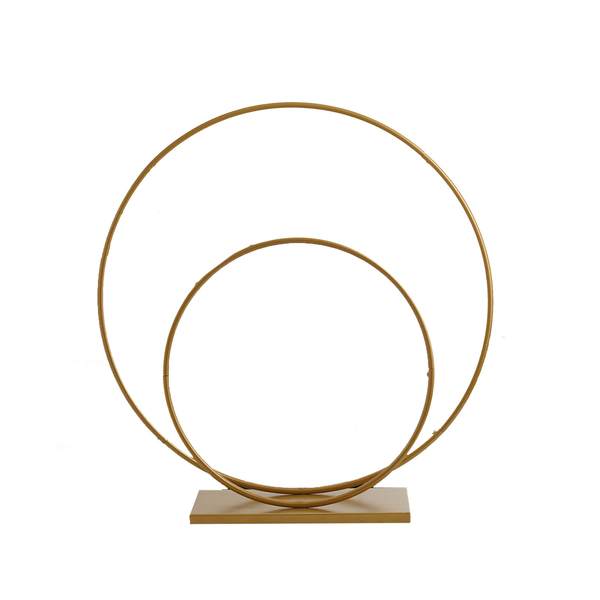 2 Gold Metal Round Hoops Standing Wreath Rings