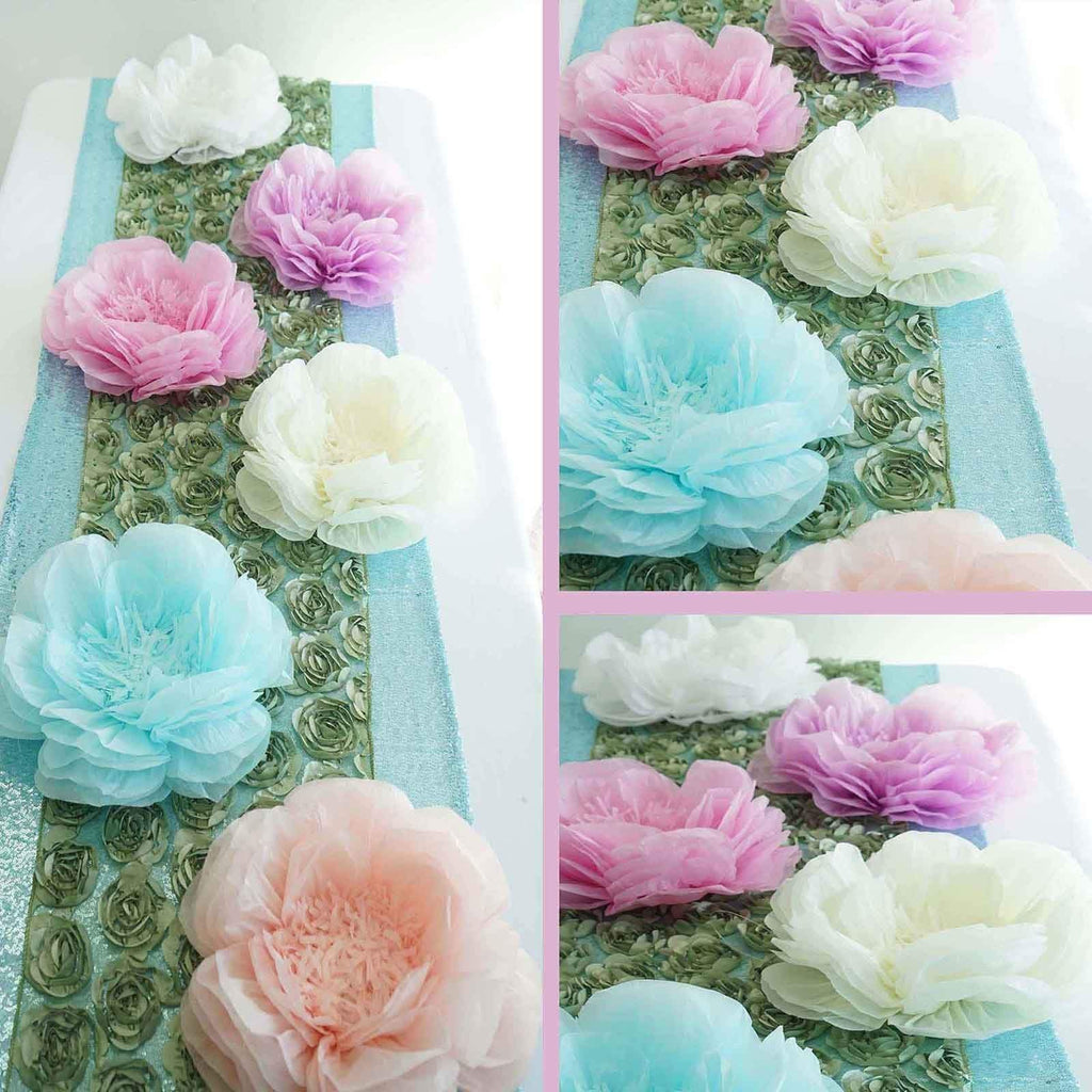 2 pcs 12 and 16 inch Blue Paper Carnation Tissue Flowers