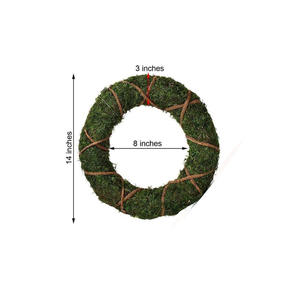 2 pcs 14 in Green Natural Moss Wreaths with Twigs Home Party Decorations