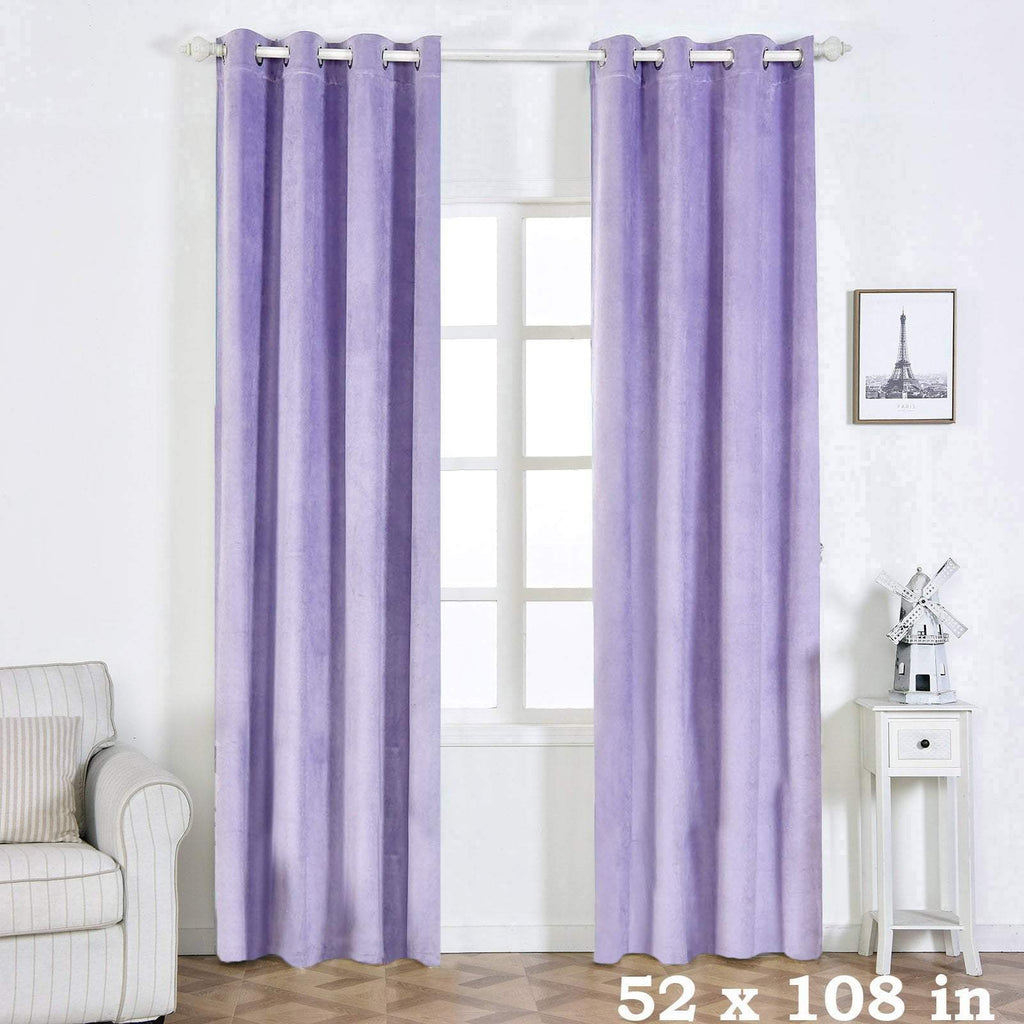 2 pcs 52" x 108" Lavender Premium Velvet Blackout Window Curtains Drapes Panels with Grommet Top