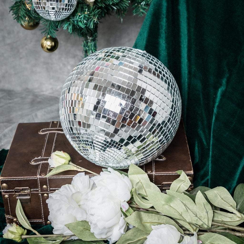 20" wide Large Silver Glass Hanging Party Disco Mirror Ball