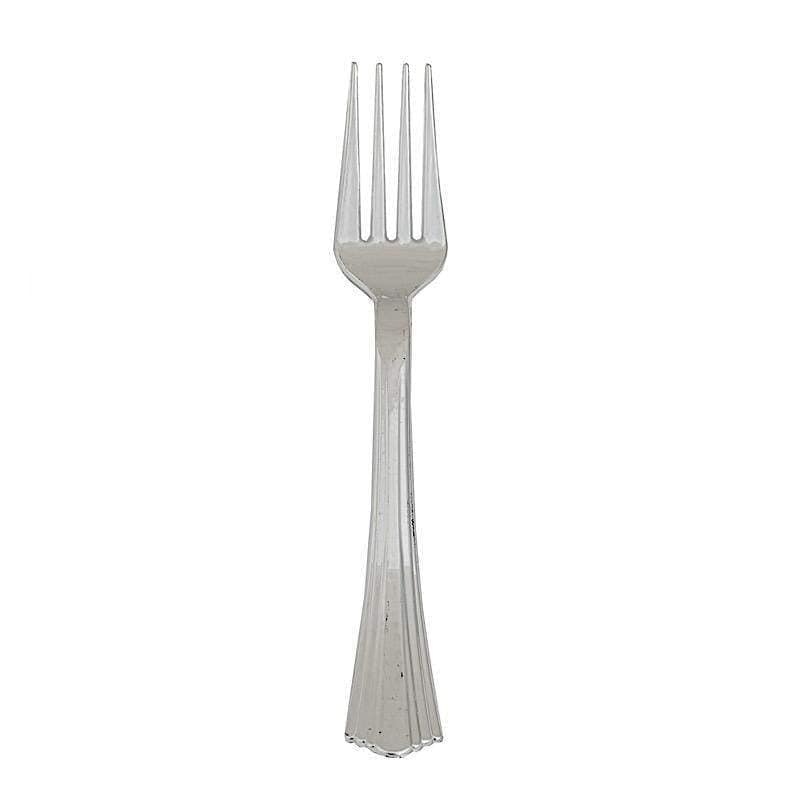 25 pcs 7.25" Silver Disposable Plastic Party Forks