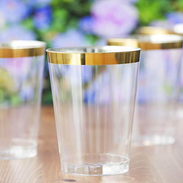 Clear Silver-Trimmed Premium Plastic Cups 16ct