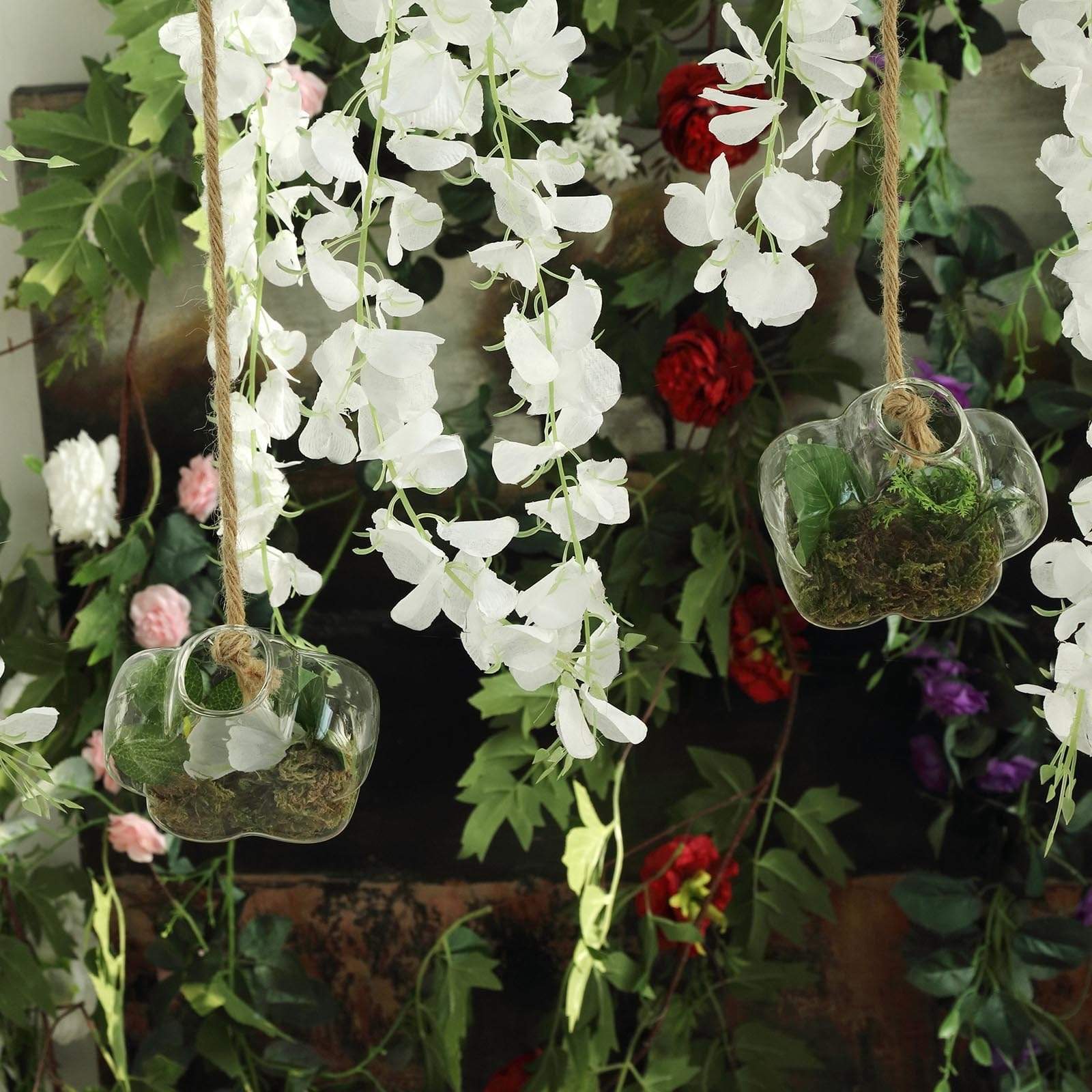 3 Clear Flower Glass Wall Hanging Terrariums Vases