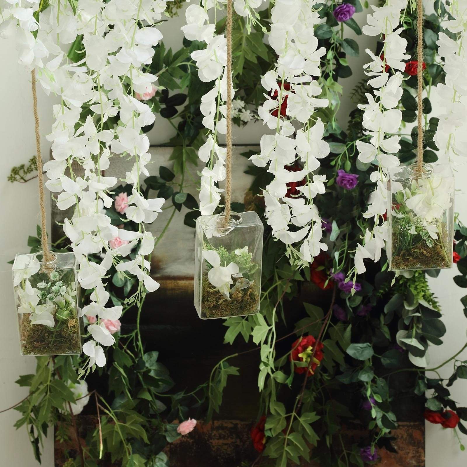 3 Clear Trapezoid Glass Wall Hanging Terrariums Vases