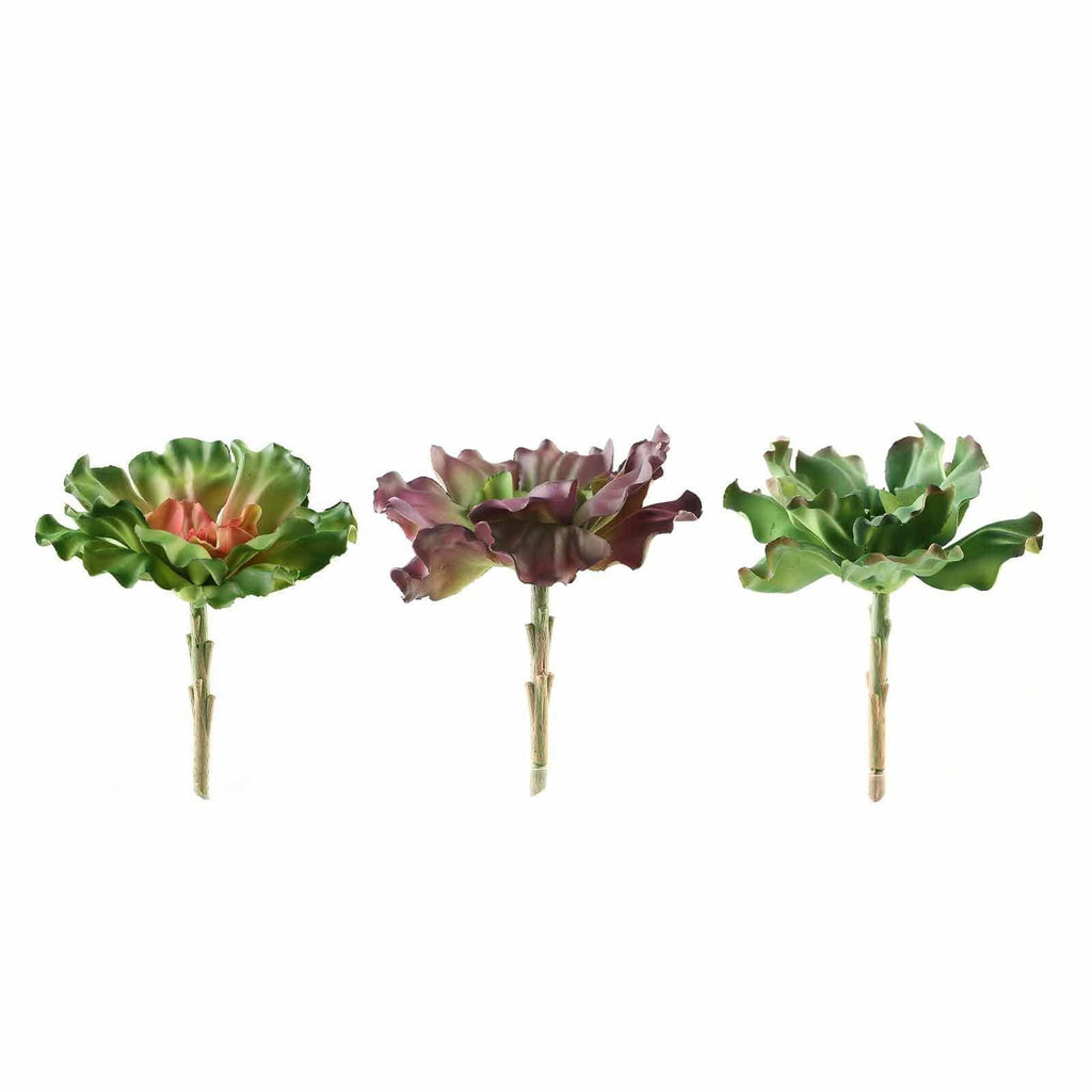 3 pcs 6" Assorted Artificial Faux Succulent Picks Echeveria Stems Rosettes