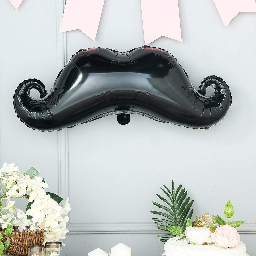 31 in long Black Mustache Mylar Foil Balloon