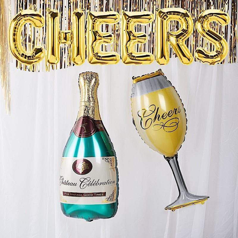 39 in tall Goblet and Champagne Bottle Mylar Foil Balloons Set