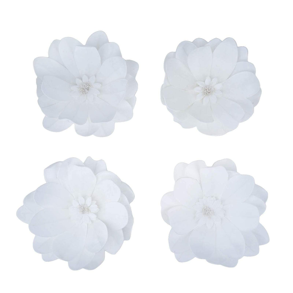 4 12" wide White Artificial Dahlia Flowers for Wall Backdrop