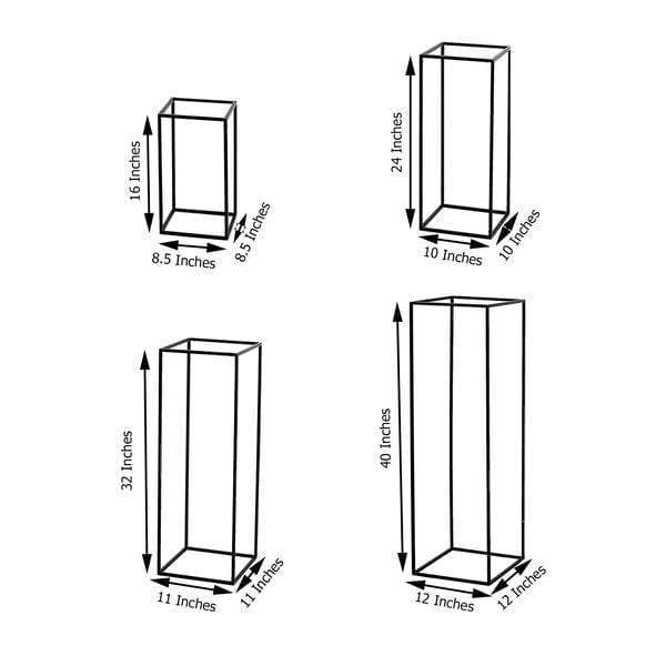 4 Black Matte Metal Geometric Rectangular Stands Flower Vase Holders
