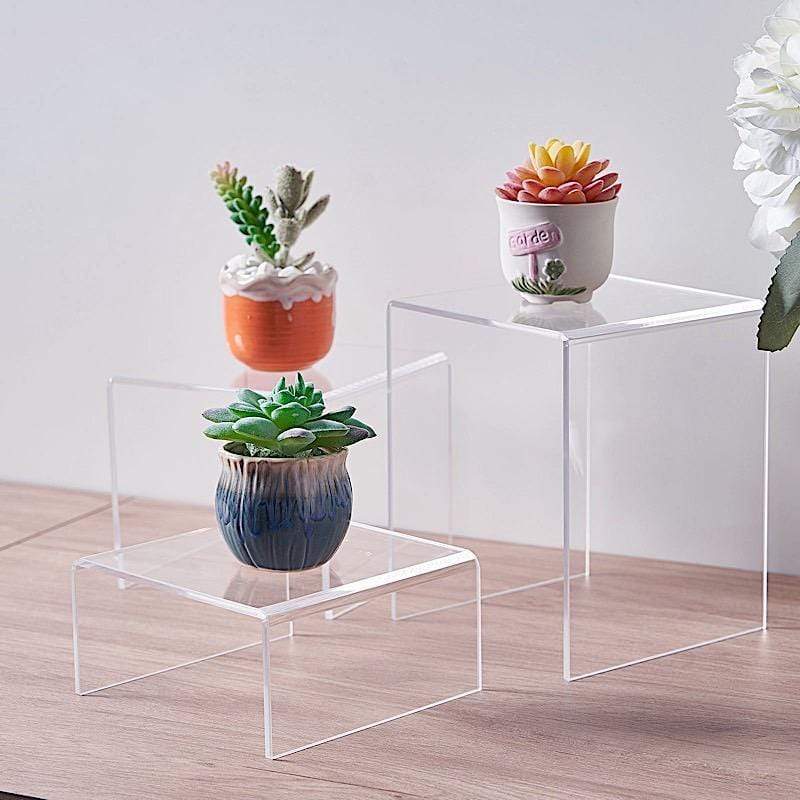 Set of 2 Clear Acrylic Frame, 24'' x 9'' Display Flower Stand Risers  Decorative Pedestals Centerpiece for Wedding Event Party Props