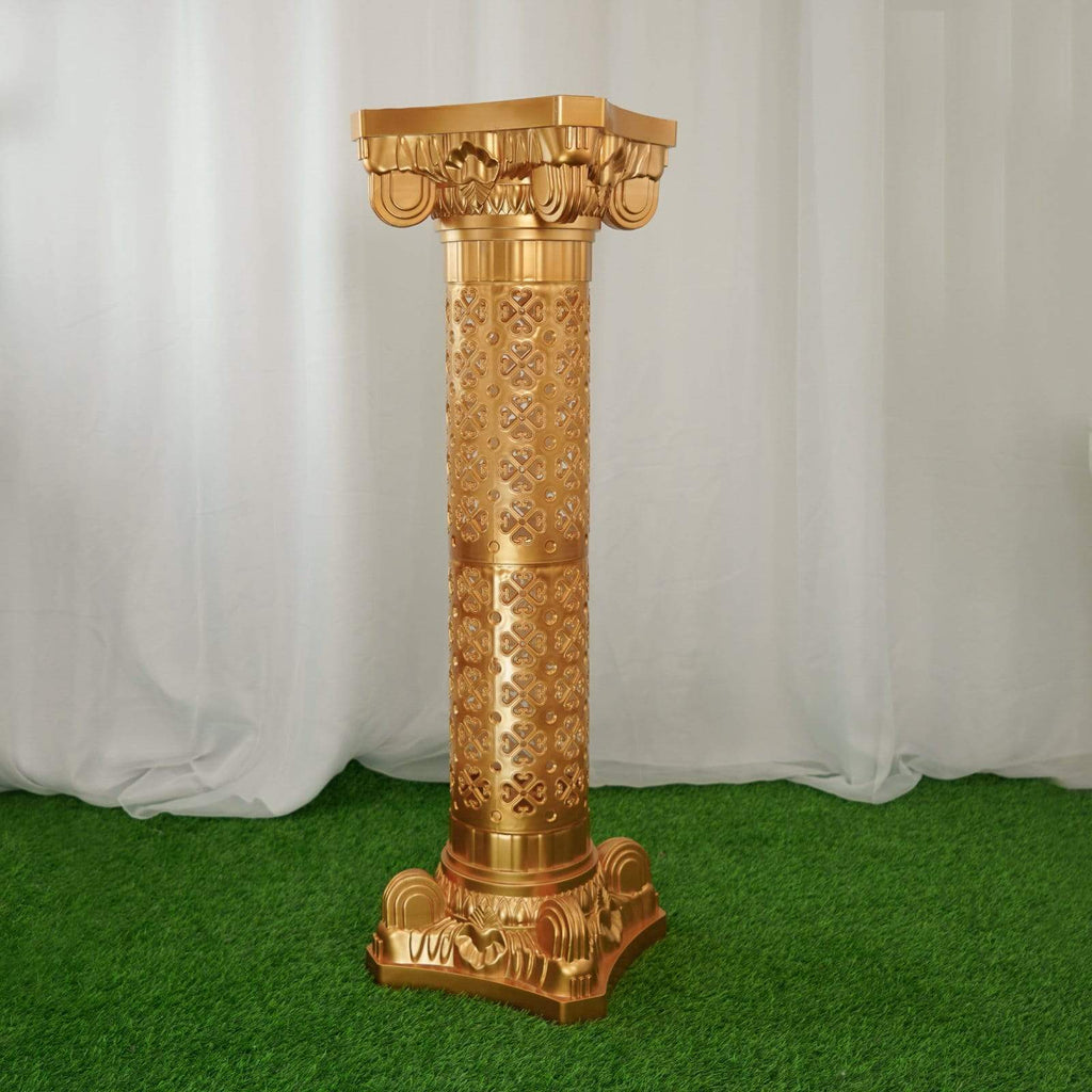 plastic column plant stand 4 Gold 40 in tall Adjustable Roman Columns Plant Pedestal Stands