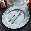 4 pcs 13 in Silver Galvanized Metal Round Charger Plates with Decorative Ruffled Rim