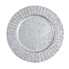 4 pcs 13 in Silver Galvanized Metal Round Charger Plates with Decorative Ruffled Rim