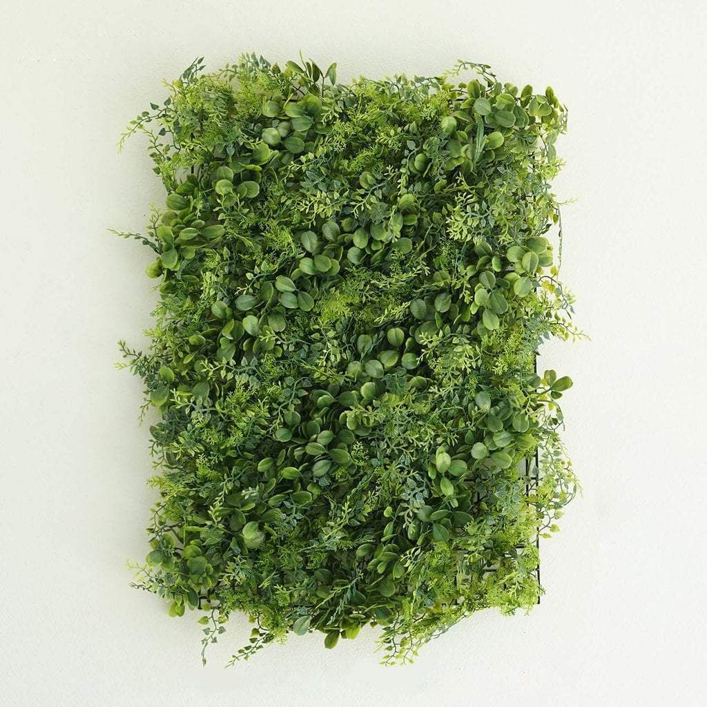 4 pcs Green Artificial Medium Fern and Boxwood Leaves Wall Backdrop Panels