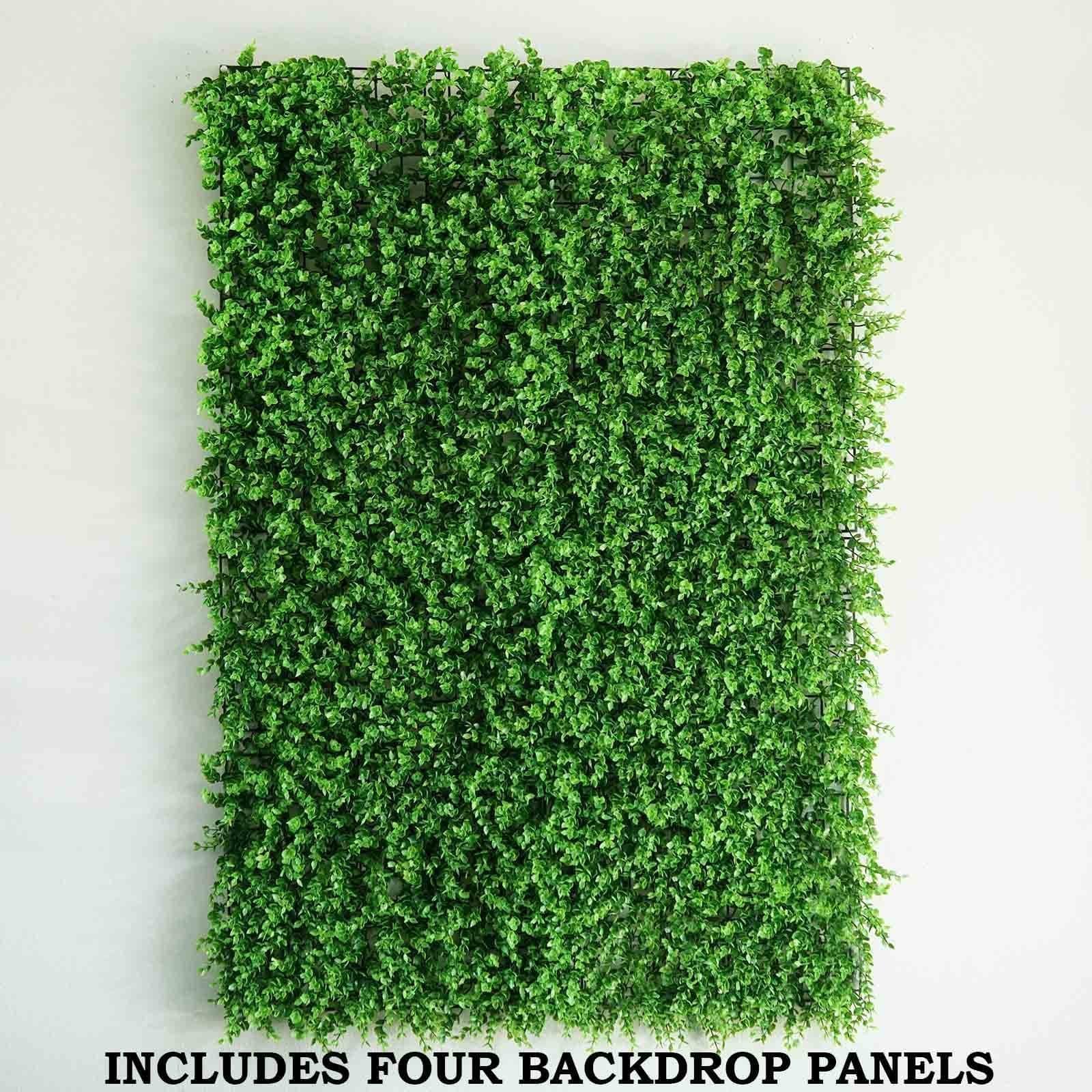 4 pcs Green Artificial Mini Leaves Greenery UV Protected Wall Backdrop Panels