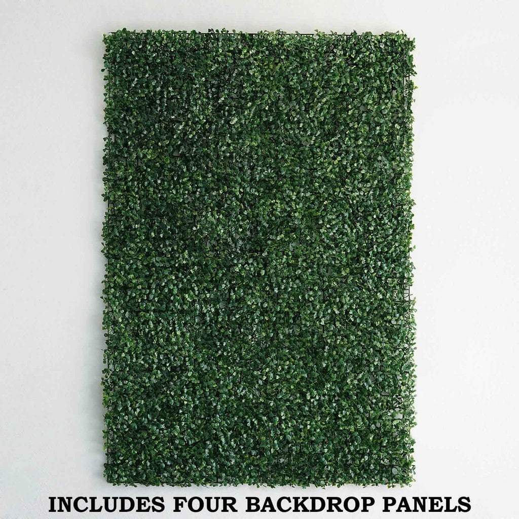 4 pcs Green Boxwood Leaves Wall Backdrop Panels