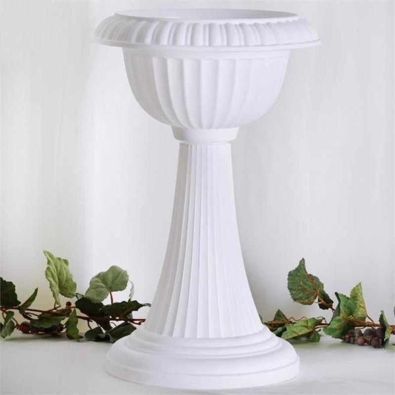 pedestal planter pots 4 Pack White Italian Inspired Pedestal Stand Flower Plant Pillar - 22" Tall Pvc