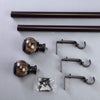 42-126 in long Brown Adjustable Metal Curtain Rod Set with Marble Finials