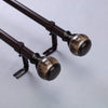 42-126 in long Brown Adjustable Metal Curtain Rod Set with Marble Finials